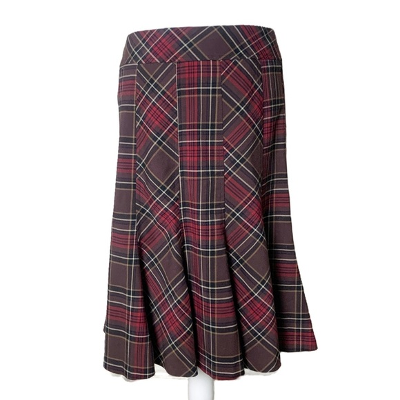 Kenar Tartan Skirt 10 Dark Academia Fluted Hemline Plaid - Picture 1 of 6